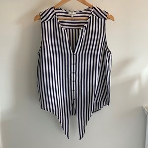 Joie navy striped tie blouse